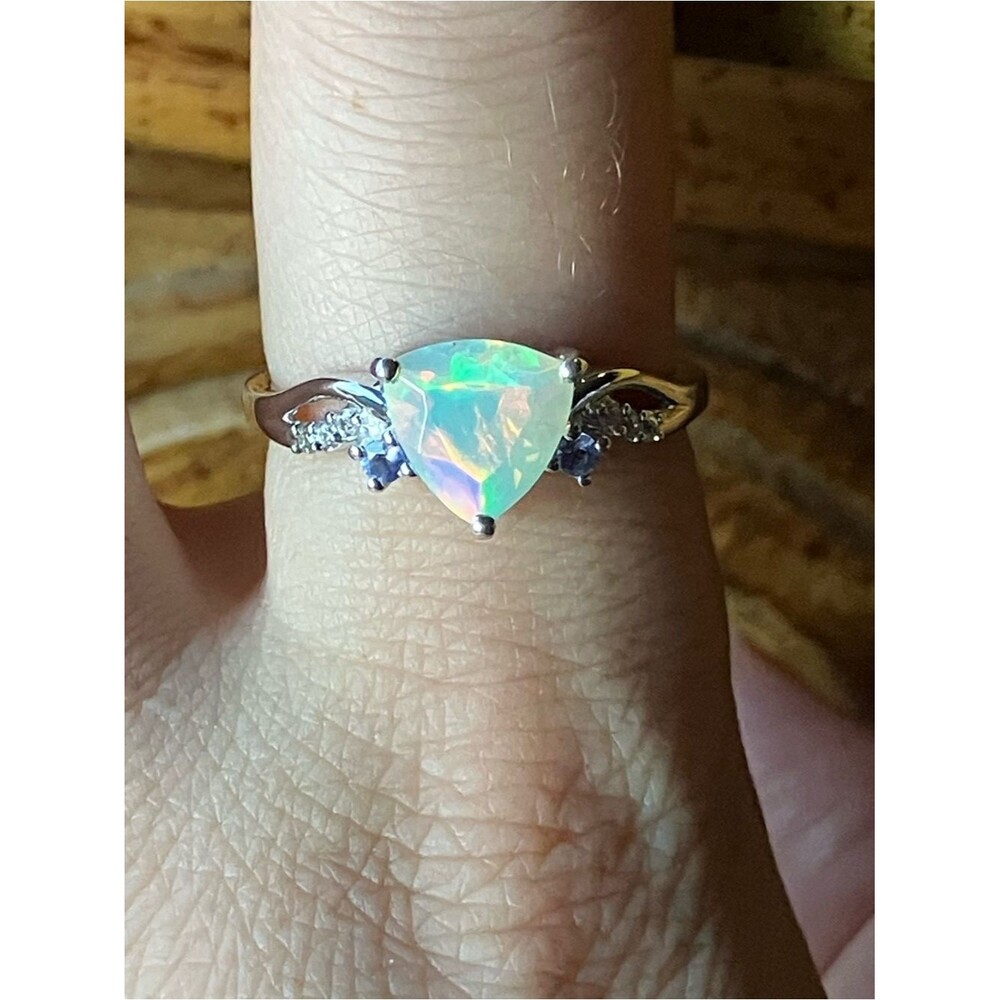 Ethiopian Opal Tanzanite Sterling Silver Ring Size 9
